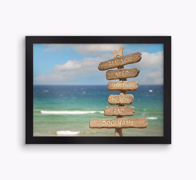 Beach Sign: Personalised {breedFullName} Framed Print